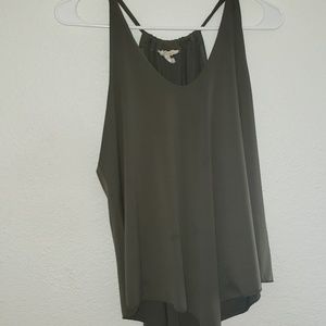 Dark olive green tank top.